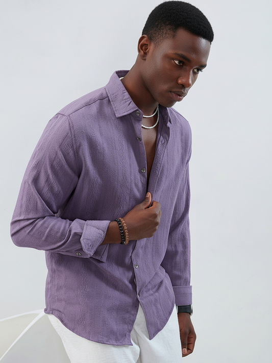 Intricate Purple Textured Shirt