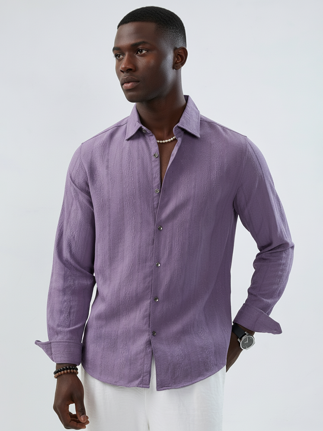 Intricate Purple Textured Shirt