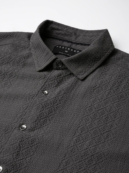 Intricate Diamond Textured Olive Shirt