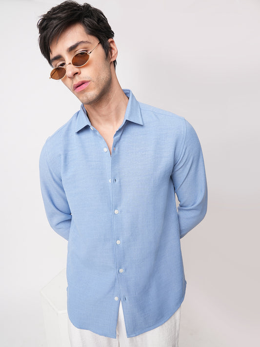 Carolina Blue Slub Textured Shirt
