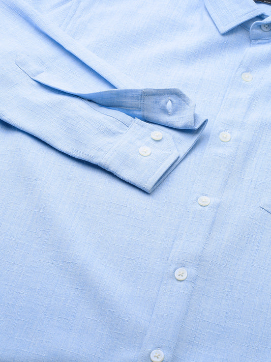 Carolina Blue Slub Textured Shirt