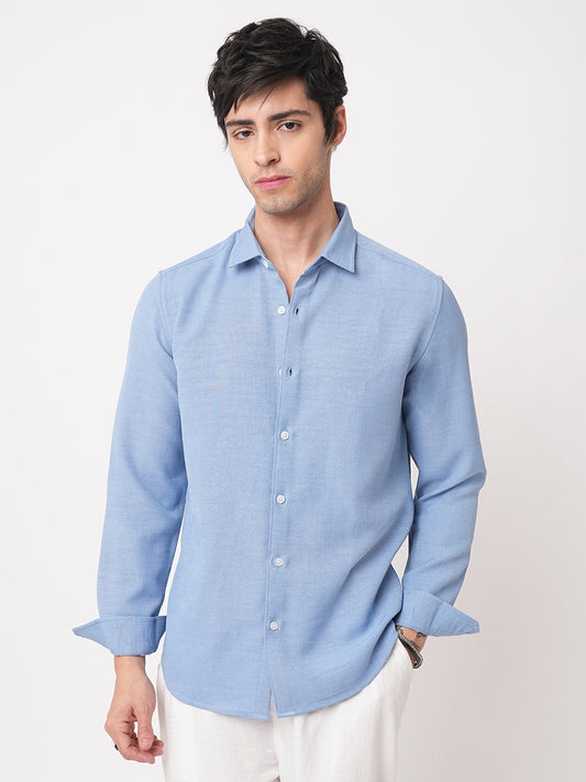 Carolina Blue Slub Textured Shirt