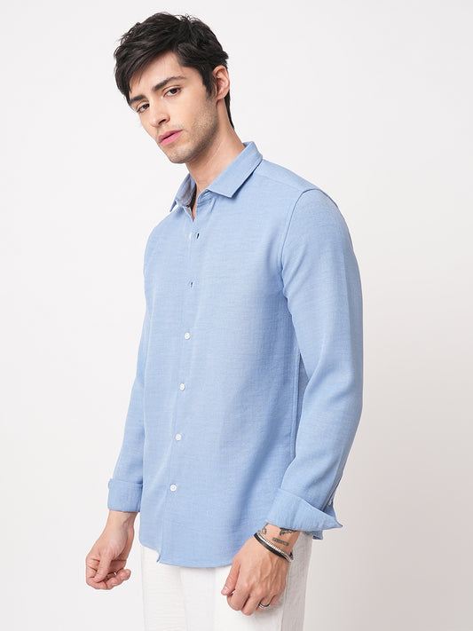 Carolina Blue Slub Textured Shirt