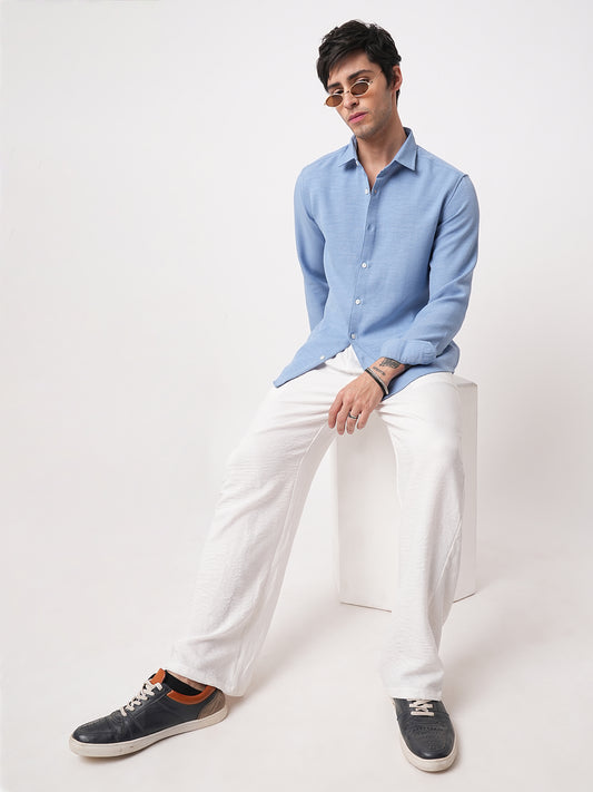 Carolina Blue Slub Textured Shirt