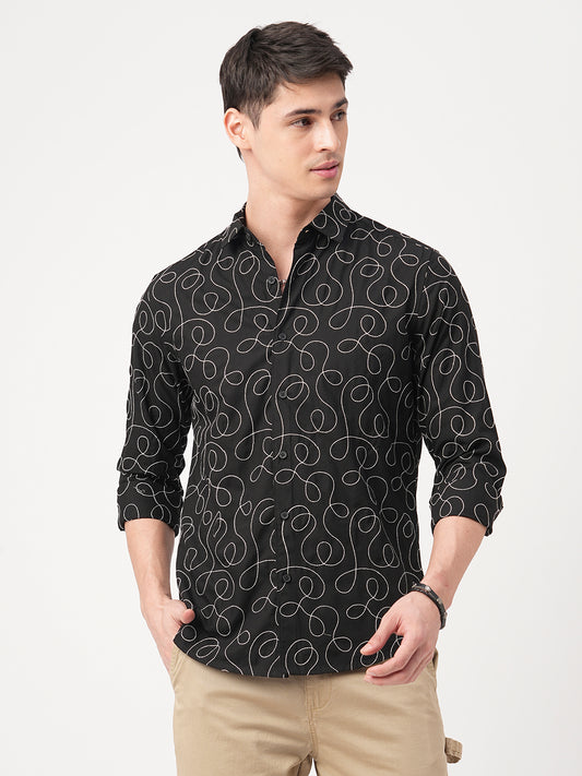 Premium Cotton Onyx Black Embroidered Shirt