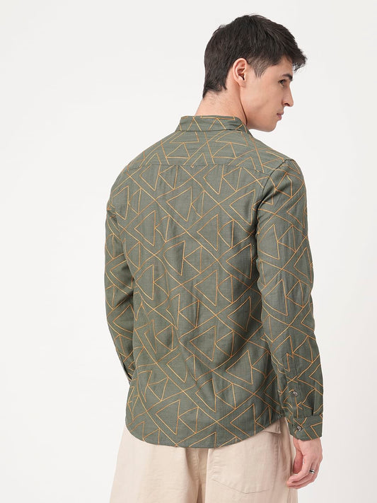 Trigon Embroidered Green Shirt