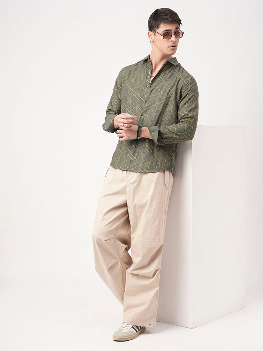 Trigon Embroidered Green Shirt