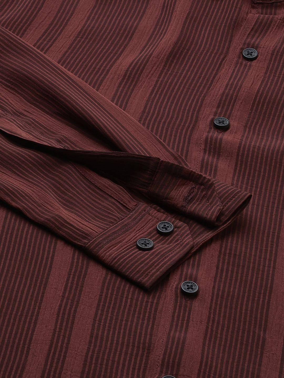 Dapper Auburn Red Striped Crepe Shirt