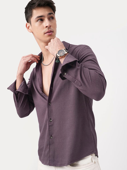 Snazzy Plum Textured Shirt