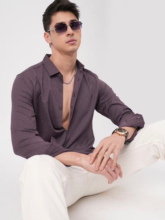 Snazzy Plum Textured Shirt