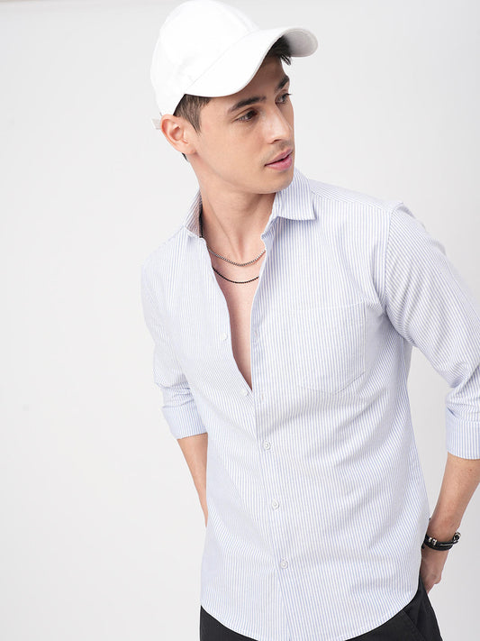 Blue & White Candy Striped Shirt
