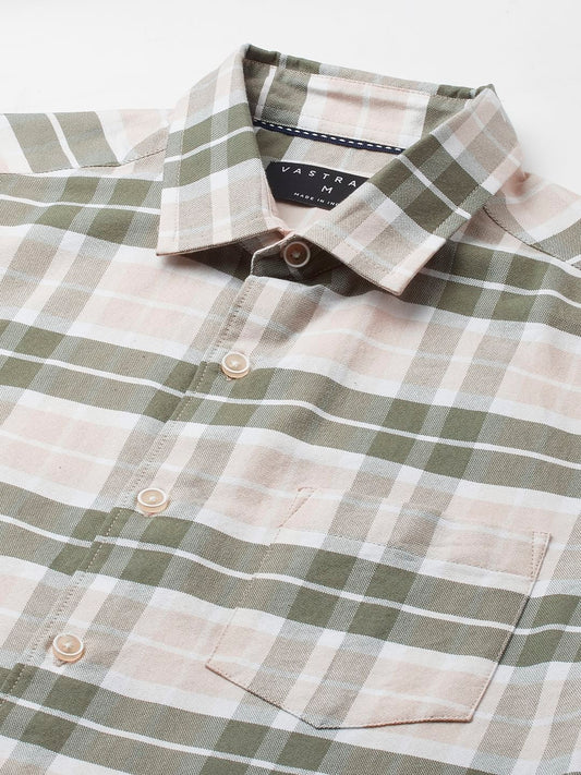 Olive & Beige Broad Checks Shirt