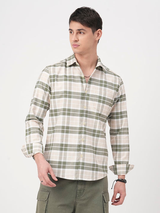 Olive & Beige Broad Checks Shirt