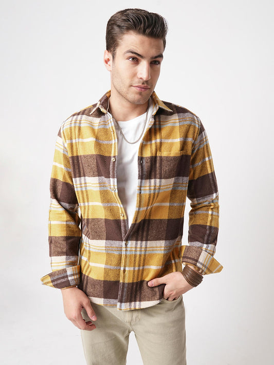 Mustard & Brown Flannel Checked Shirt