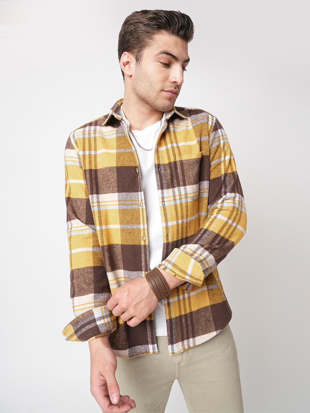 Mustard & Brown Flannel Checked Shirt