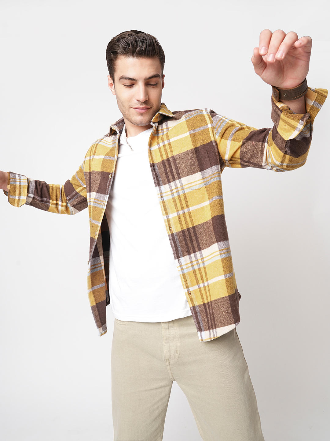 Mustard & Brown Flannel Checked Shirt