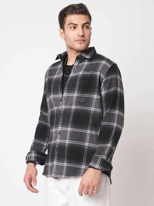Super Soft Black & Grey Tartan Checked Flannel Shirt