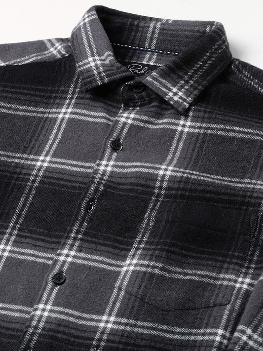 Super Soft Black & Grey Tartan Checked Flannel Shirt