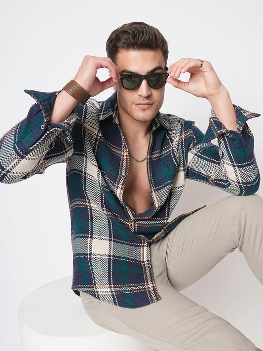 Multicolour Tweed Checks Flannel Shirt