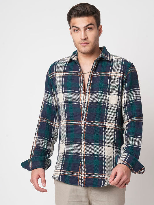 Multicolour Tweed Checks Flannel Shirt