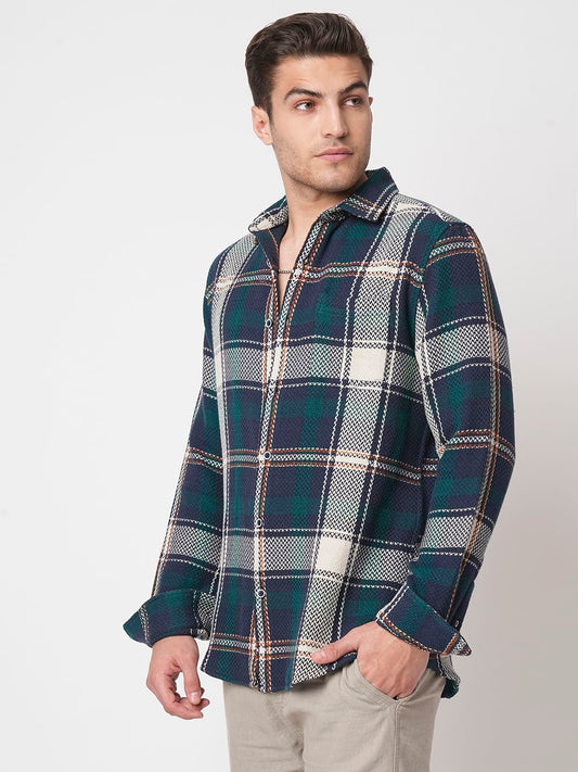 Multicolour Tweed Checks Flannel Shirt