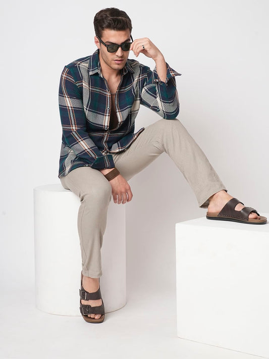 Multicolour Tweed Checks Flannel Shirt
