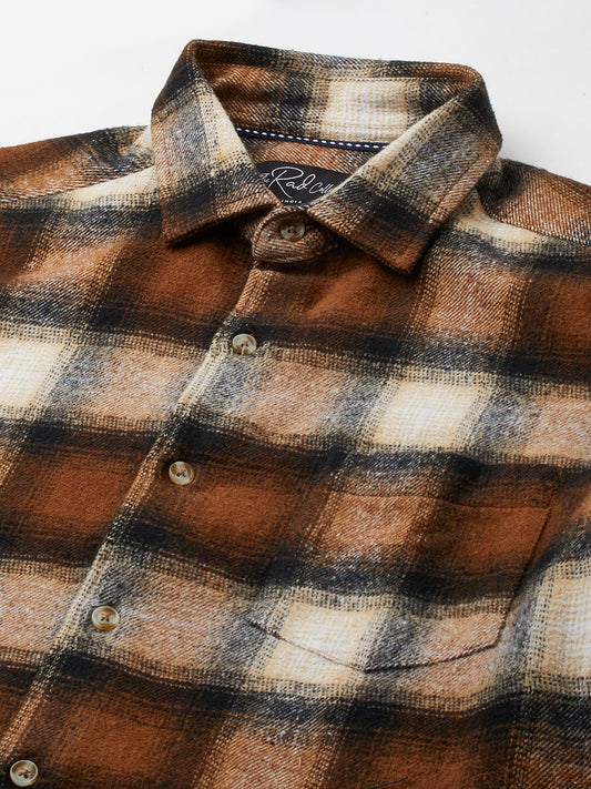 Super Soft Rust Brown Tartan Checked Flannel Shirt