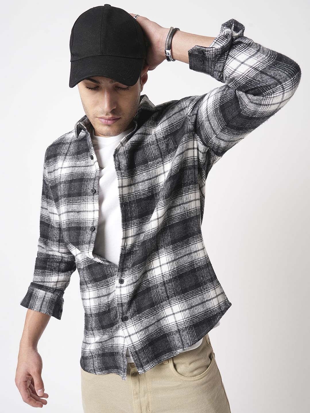 Super Soft Black & White Tartanique Checks Flannel Shirt