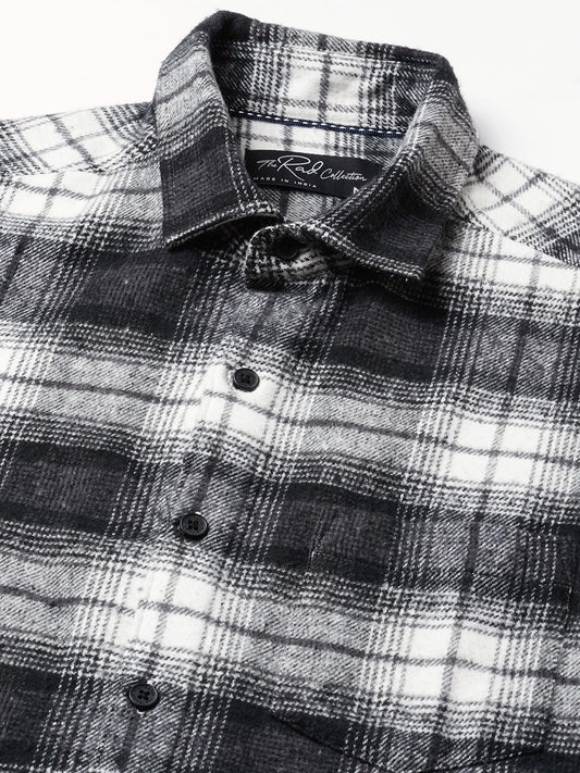 Super Soft Black & White Tartanique Checks Flannel Shirt