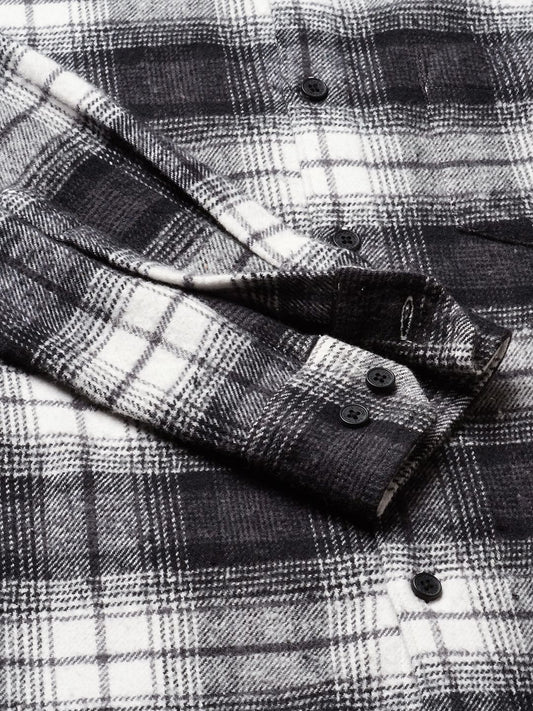 Super Soft Black & White Tartanique Checks Flannel Shirt