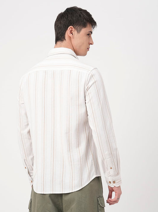 Ivory & Beige Shadow Striped Shirt