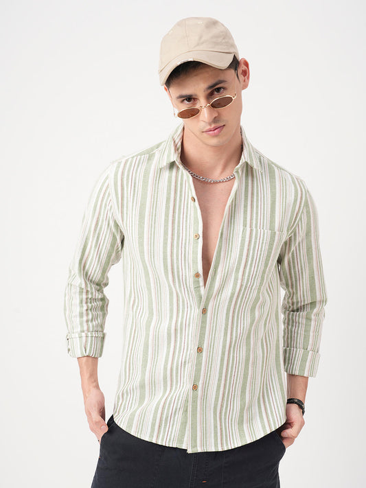 Sea-foam Green & White Roman Striped Shirt