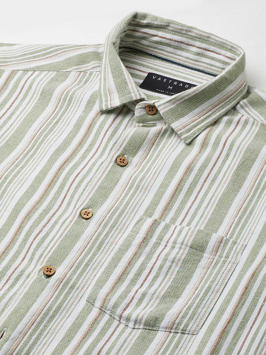 Sea-foam Green & White Roman Striped Shirt