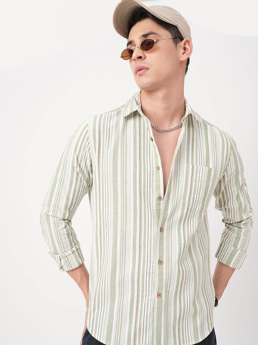 Sea-foam Green & White Roman Striped Shirt