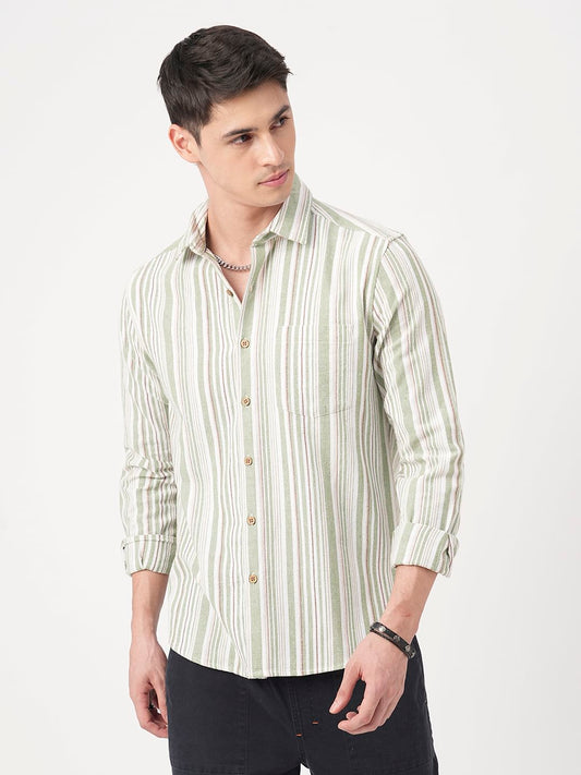 Sea-foam Green & White Roman Striped Shirt