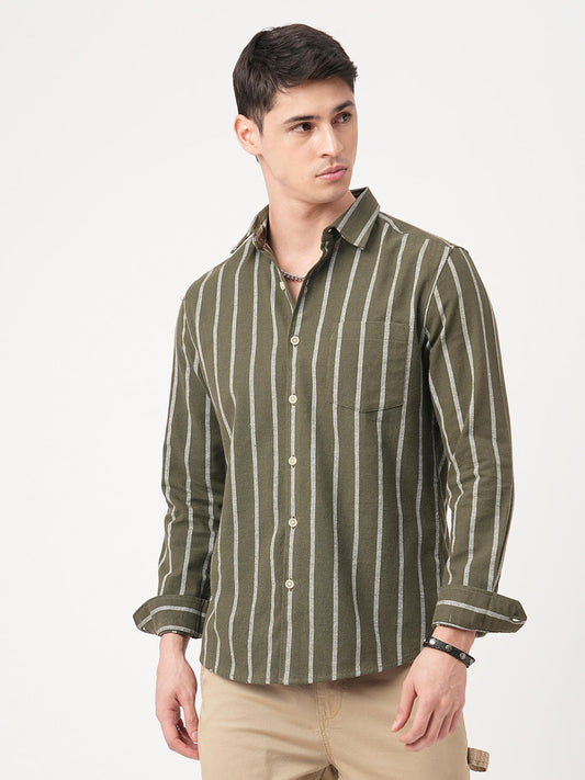 Seaweed Green Chalk Striped Shirt