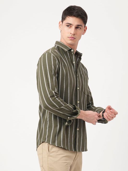 Seaweed Green Chalk Striped Shirt