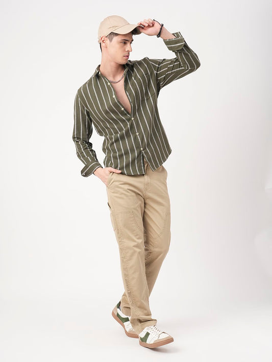 Seaweed Green Chalk Striped Shirt