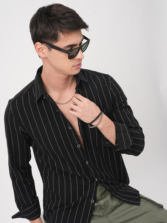 Stripe Elegance Black Shirt
