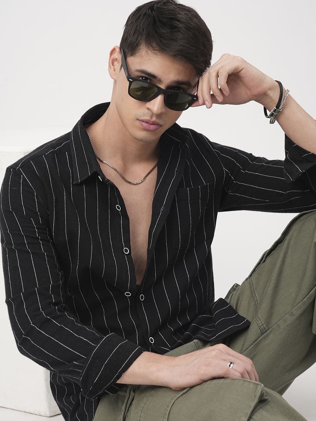 Stripe Elegance Black Shirt