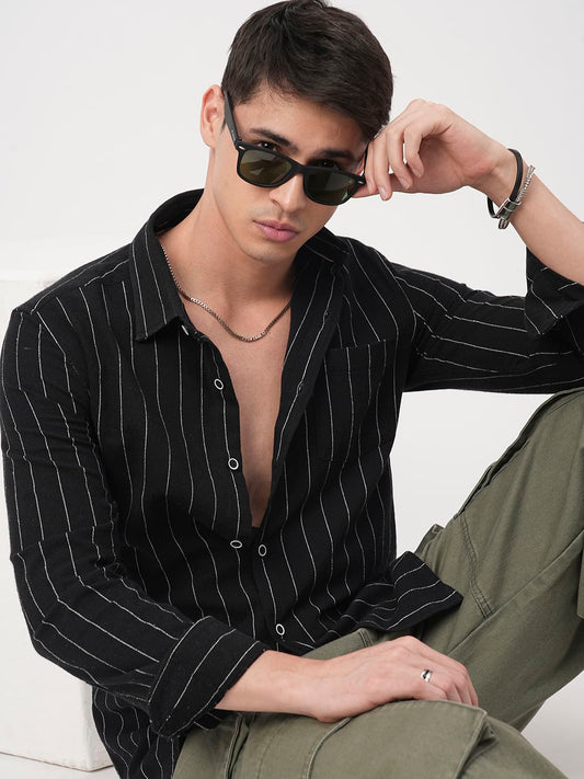 Stripe Elegance Black Shirt
