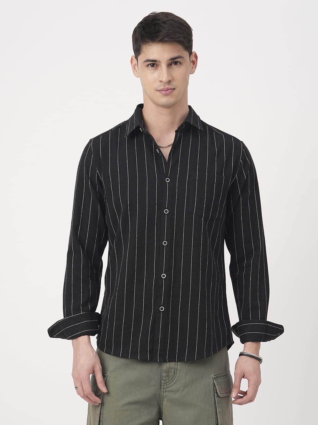 Stripe Elegance Black Shirt