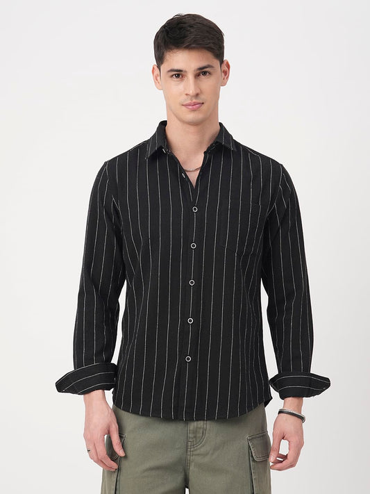 Stripe Elegance Black Shirt