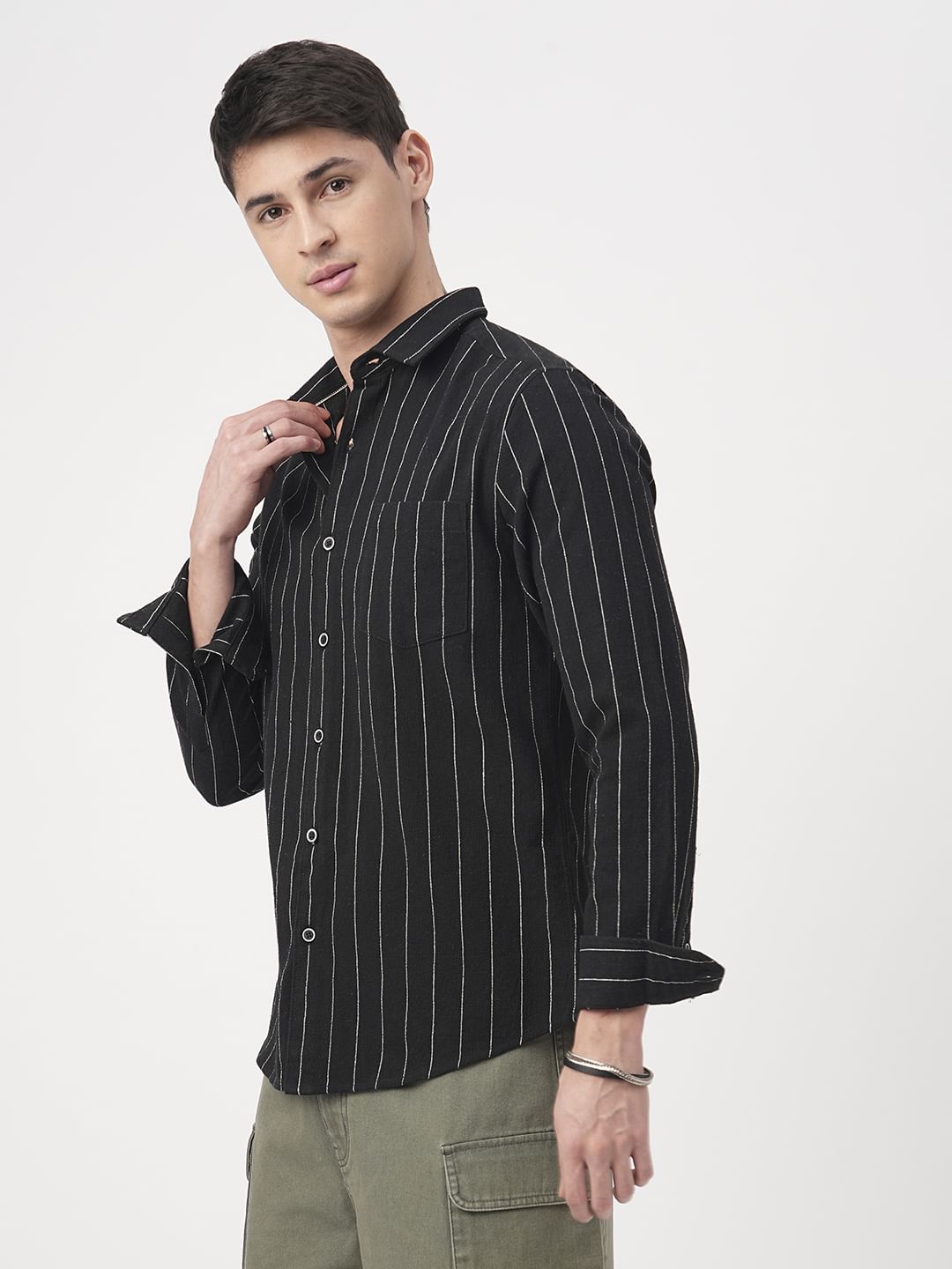 Stripe Elegance Black Shirt