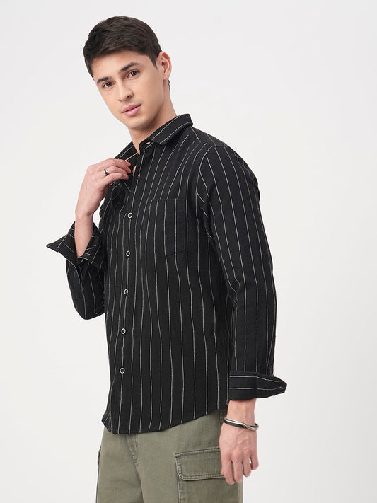 Stripe Elegance Black Shirt