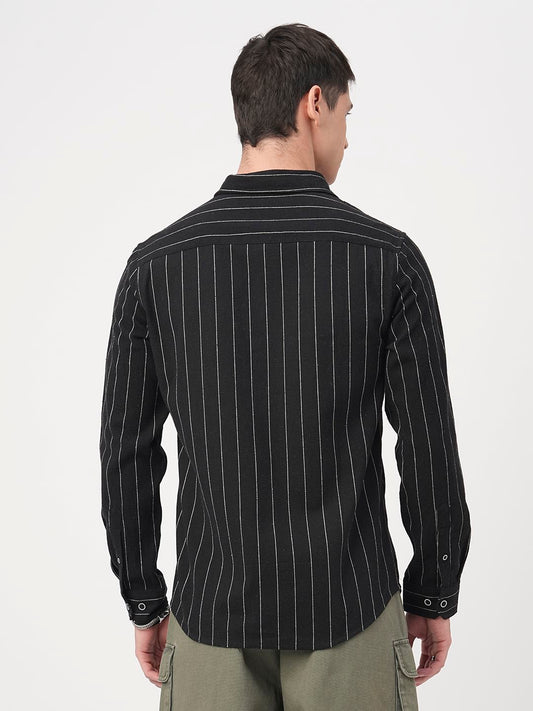 Stripe Elegance Black Shirt