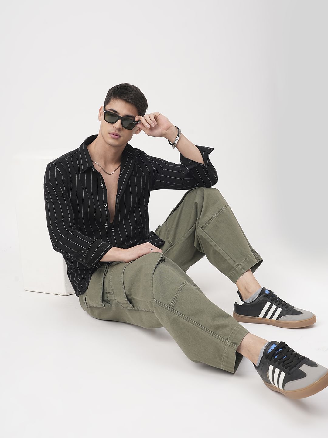 Stripe Elegance Black Shirt