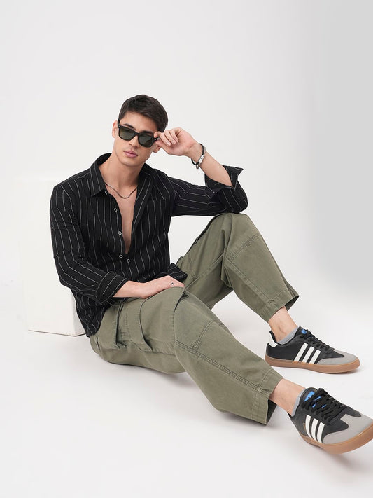 Stripe Elegance Black Shirt