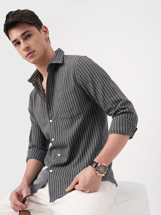 Pebble Grey Pinstripe Shirt