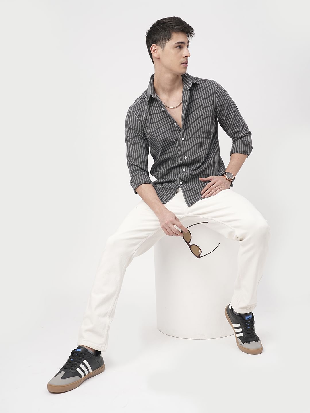 Pebble Grey Pinstripe Shirt